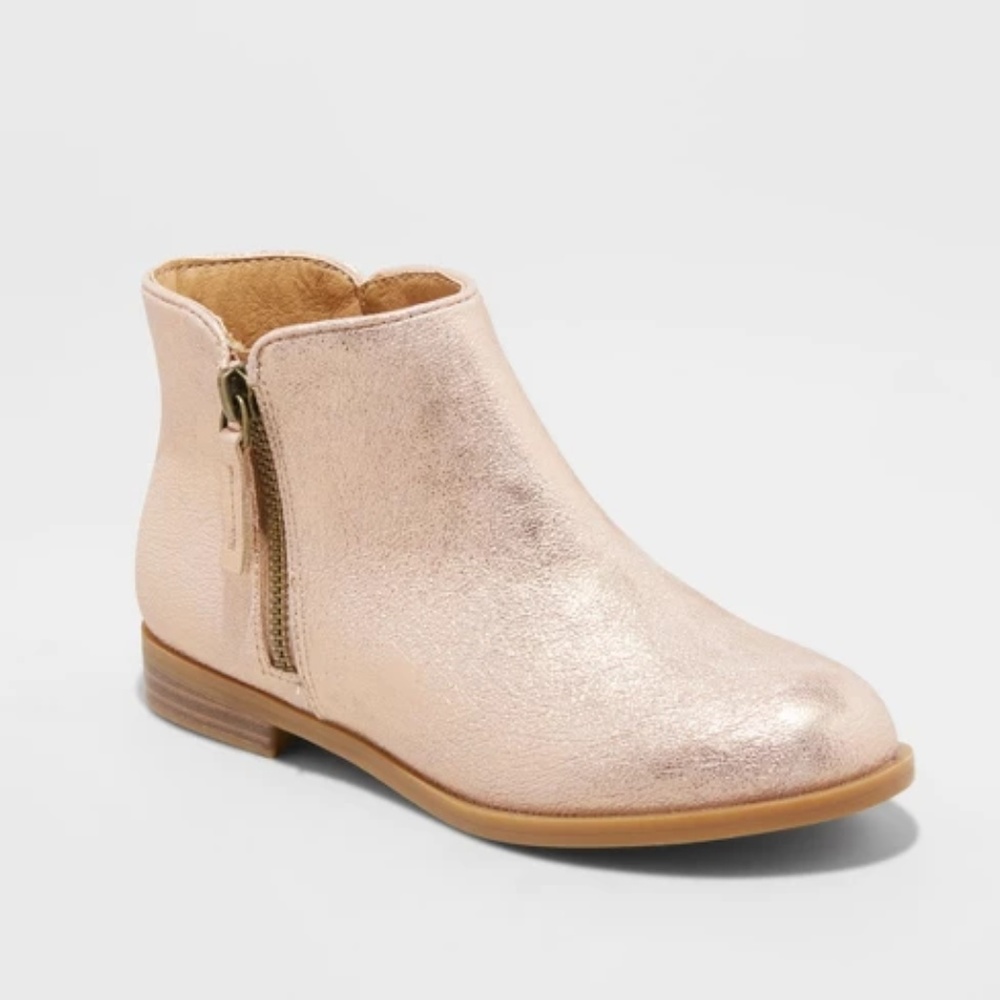 Girls Jani Metallic Ankle Fashion Boots, Rose Gold